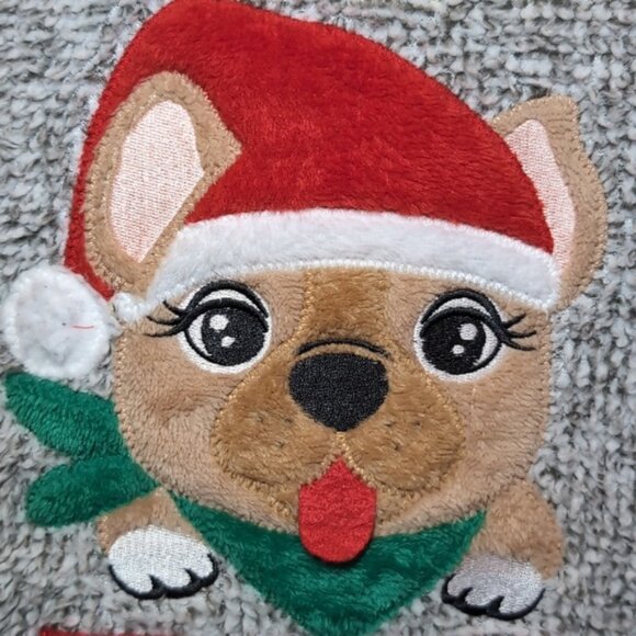 Ugly Christmas Sweater Fleece Feliz Naughty Dog Raglan Knit Pullover Holiday - Picture 4 of 11